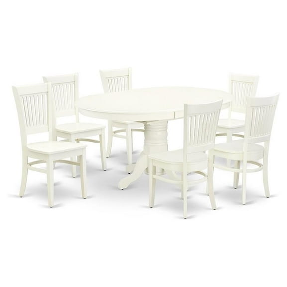 Atlin Designs 7-piece Wood Kitchen Table and Chairs in Linen White