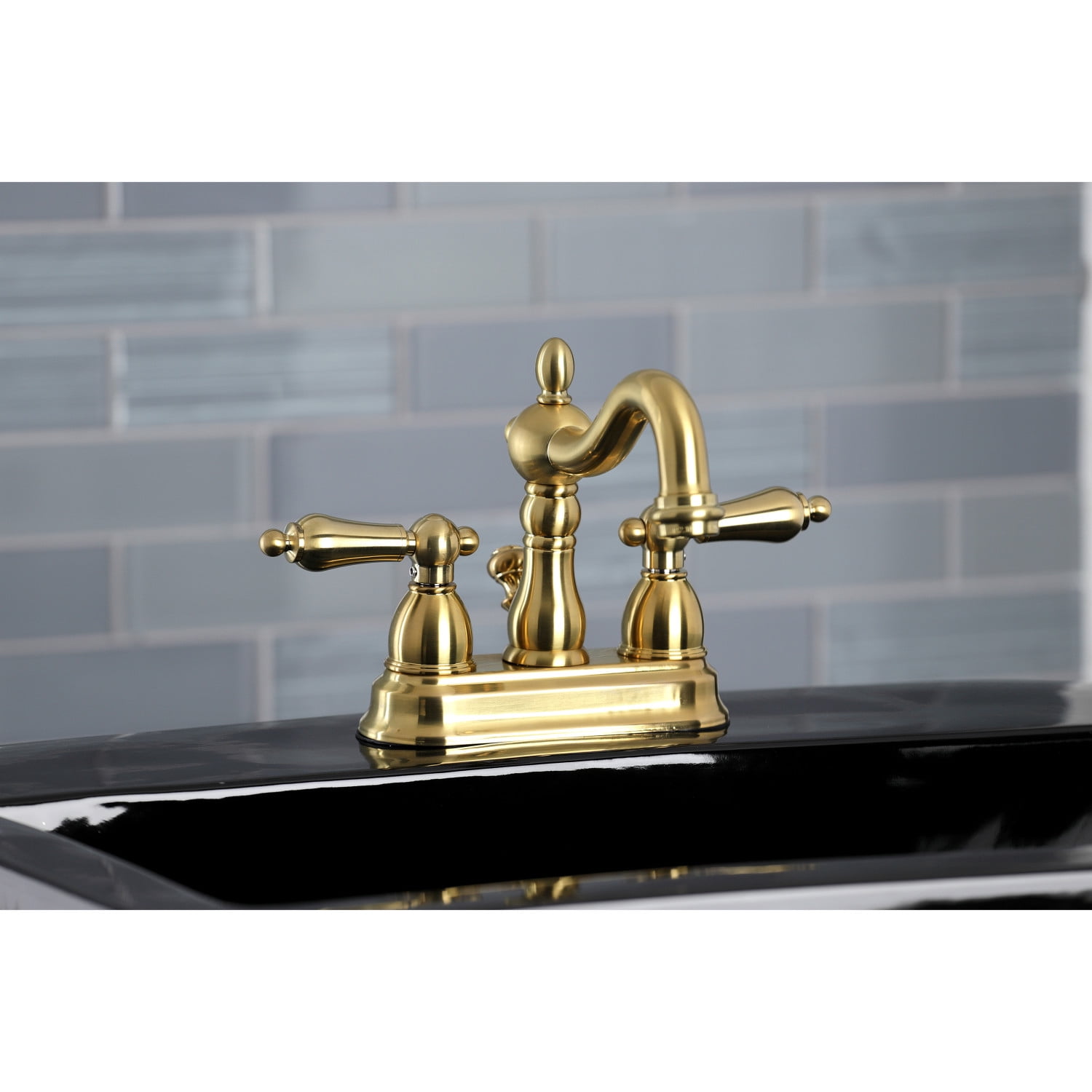Kingston Brass KB1607AL Heritage 4 in. Centerset Bathroom Faucet, Brushed Brass