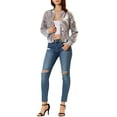 thumbnail image 2 of Chaqueta de lentejuelas para mujer INSPIRE CHIC con cierre de cremallera y bolsillos ocultos, chaqueta bomber L blanca arcoíris, 2 of 7