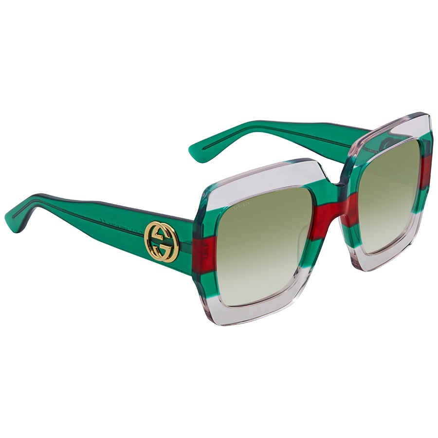 Gucci Green Gradient Square Sunglasses 