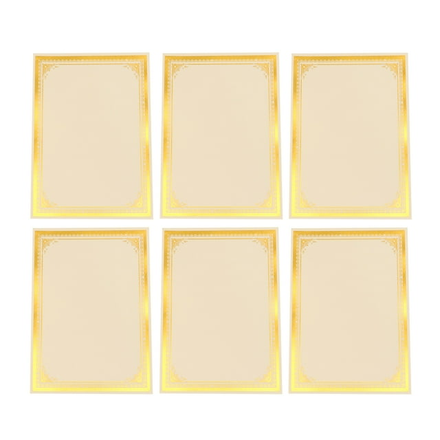 LOLIPPYY 6 Pcs Fournitures de Certificats Papier de Récompense pour Certificats d'Honneur d'Entreprise Papier Doré