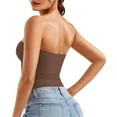 thumbnail image 4 of EliteGoogv Women Tube Tops Strapless Bandeau Tops Slim Fit Summer Y2K Tank Tops Casual Casual Crop Top Bandeau Tanks Sleeveless Shirts Coffee L, 4 of 6