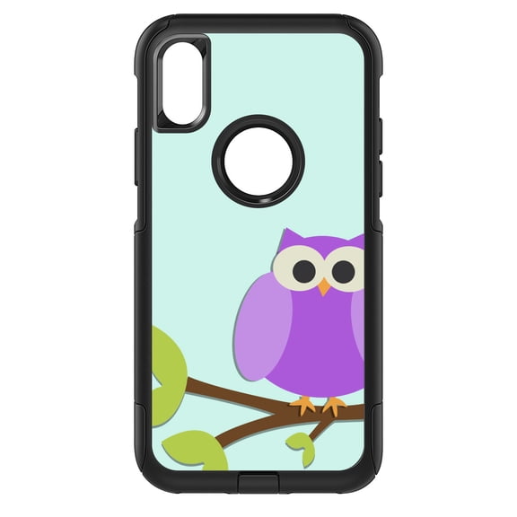 DistinctInk Custom SKIN / DECAL compatible with OtterBox Commuter for iPhone XS MAX (6.5" Screen) - Purple Owl Cartoon - Cartoon Owls