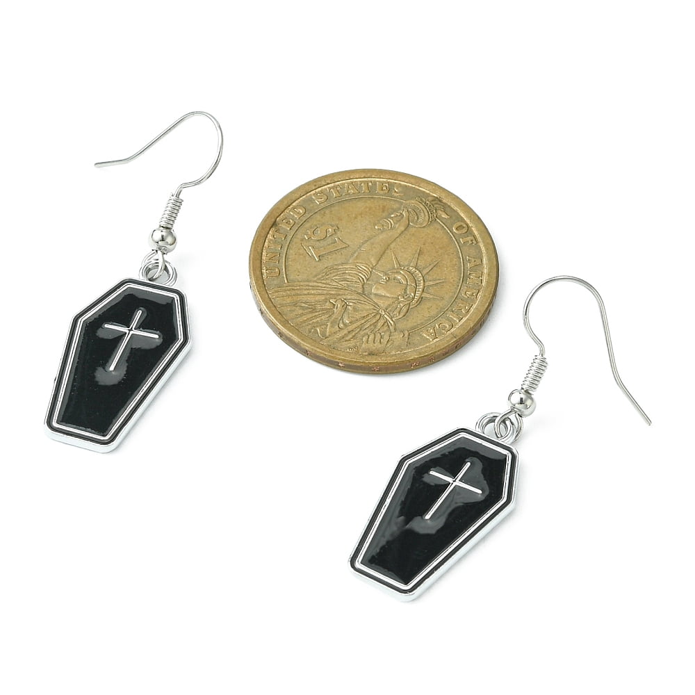 Gothic style Pentagram/Coffin/Book Dangle Earrings for Women Alloy Enamel Earring with Brass Earring Hooks Mixed Shapes 37~41x13~20mm