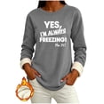 thumbnail image 4 of Yourumao Fleece Crewneck Sweatshirts for Women Long Sleeve Graphic Sweatshirt with Sherpa Lined Loose Fit Cozy Winter Pullover Tops, 4 of 6