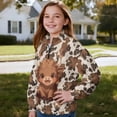 thumbnail image 3 of Uorisanigo Girls Oversized Sweatshirts Baby Highland Cow Long Sleeve Half Zip Pullover Sweatshirt Lightweight Quarter Zipper Cropped Sweatshirt for Teen Girl School Pullover Jackets, 3 of 7