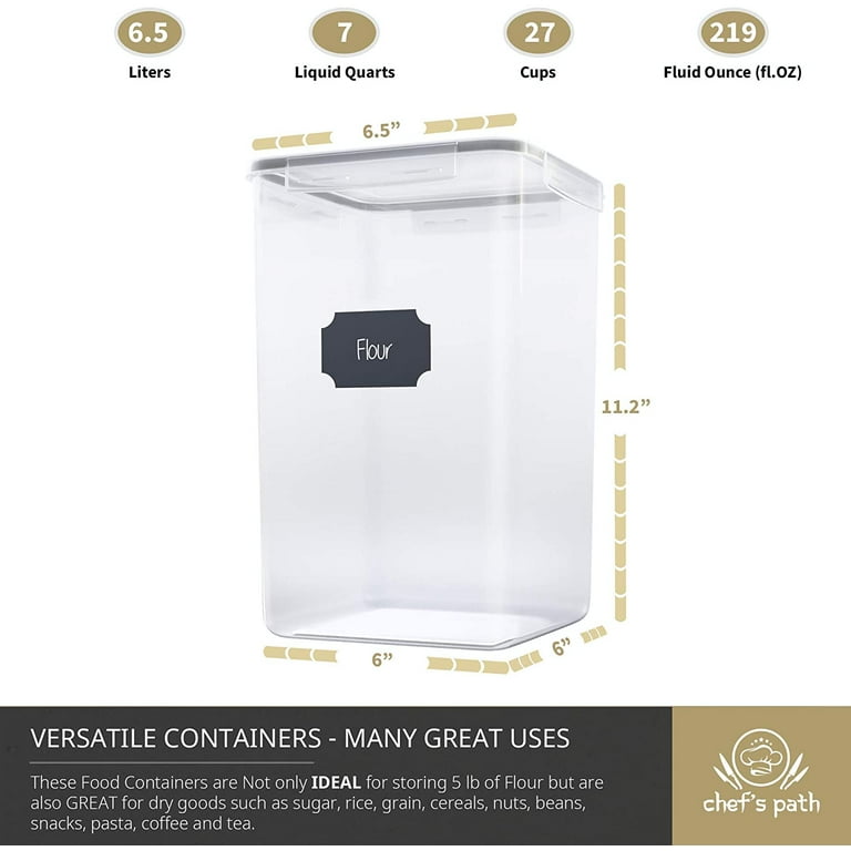 M MCIRCO Extra Large 7qt / 6.5L/220oz Tall Food Storage Containers, WIDE &  DEEP, 4-Piece BPA Free Plastic Airtight Kitchen Pantry Storage Containers