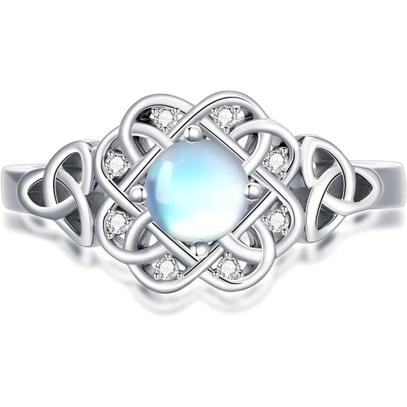 SOULMEET 925 Sterling Silver Moonstone Moissanite Fashion Engagement Ring Women's Jewelry
