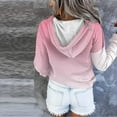 thumbnail image 4 of XPMWRP Women's Gradient Color Oversized Hoodies Drawstring Sweatshirt Long Sleeve Loose Fit Comfortable Button Pullover with Pockets Pink XL, 4 of 6