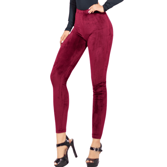 Leggings de MUJER MALABIS VINO aterciopelado, tiro alto, material Stretch confortable