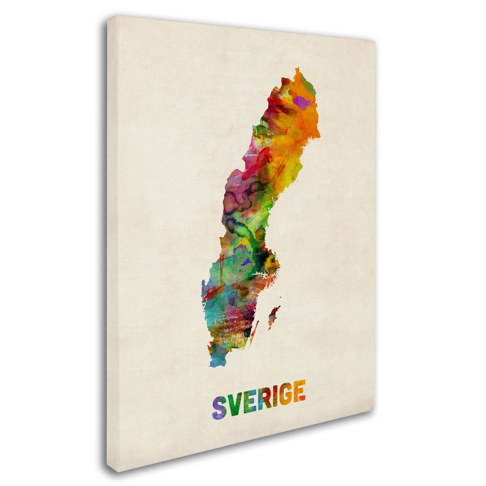 Trademark Fine Art "Sweden Watercolor Map" Canvas Art by Michael Tompsett