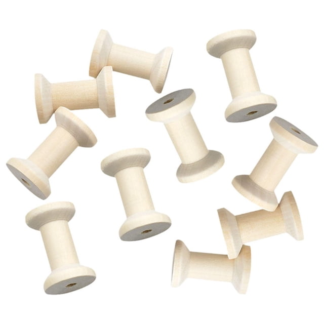 kurtrusly Wooden Spools For Crafts Weaving Bobbins Durable Wood Convenient Smooth Finish Ribbon Yarn Rope Fishing Line Wood Spools Light Wood 5.2 cmx3.5 cm