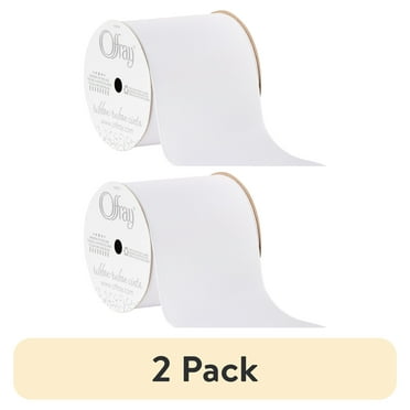 (2 pack) Offray Ribbon, White 3 inch Grosgrain Polyester Ribbon, 9 feet