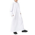 thumbnail image 4 of EnJoCho Boys Musli𝗆 Kaftan Long Sleeve Solid Color Thobe Eid Outfits Stand Collar Prayer Clothes Dishdasha Pocket Islami𝖼 Traditional, 4 of 9