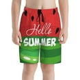 thumbnail image 2 of Cauagu Watermelon Hello Summer Print Swim Trunks for Men,Youth Boys Swim Shorts Compression Liner Beach Shorts Boys' Swimming Shorts 7-20 Years Bathing Suit-Medium, 2 of 7