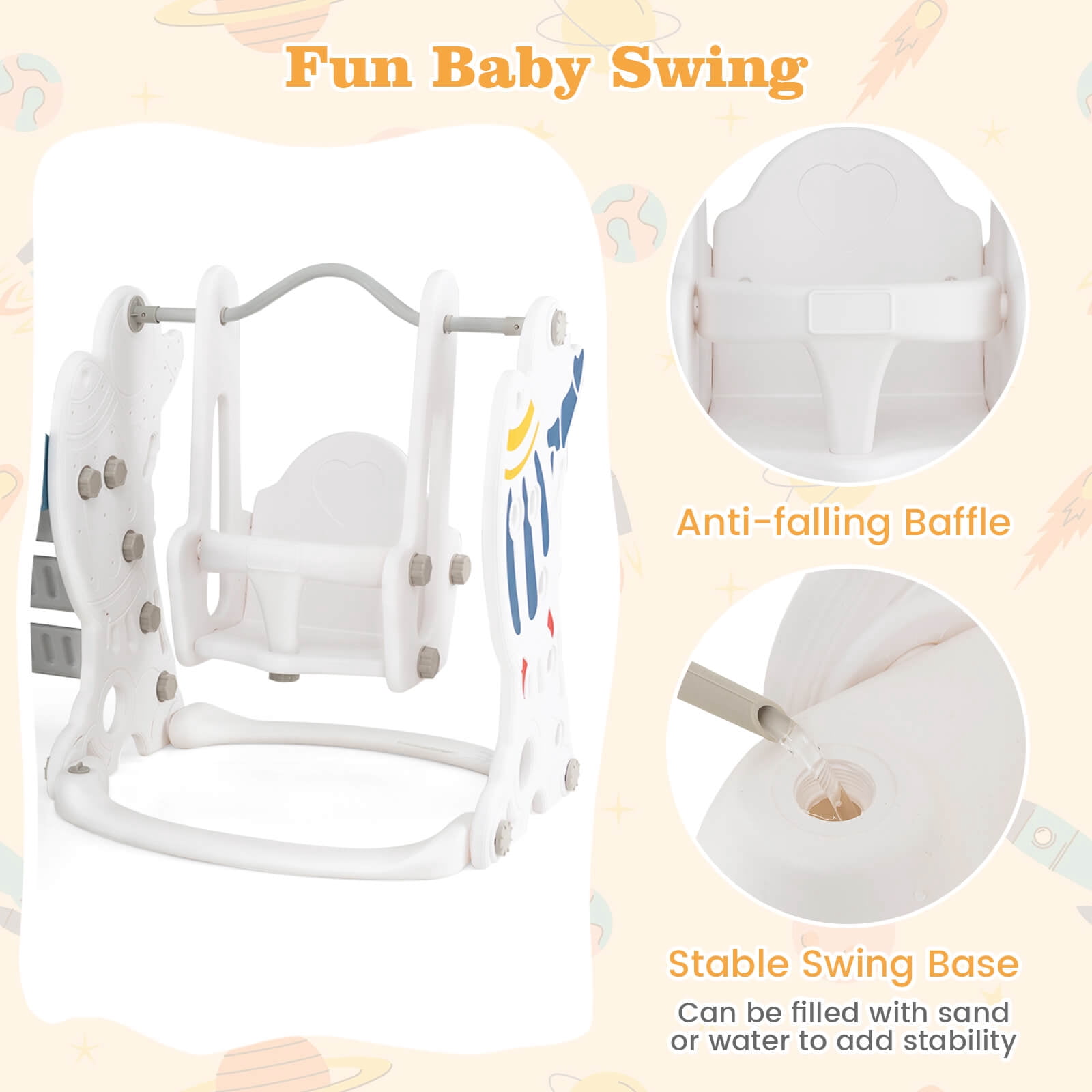 Infans Toddler Slide and Swing Set 4-in-1 Indoor Playground with Extended Slide & Swing