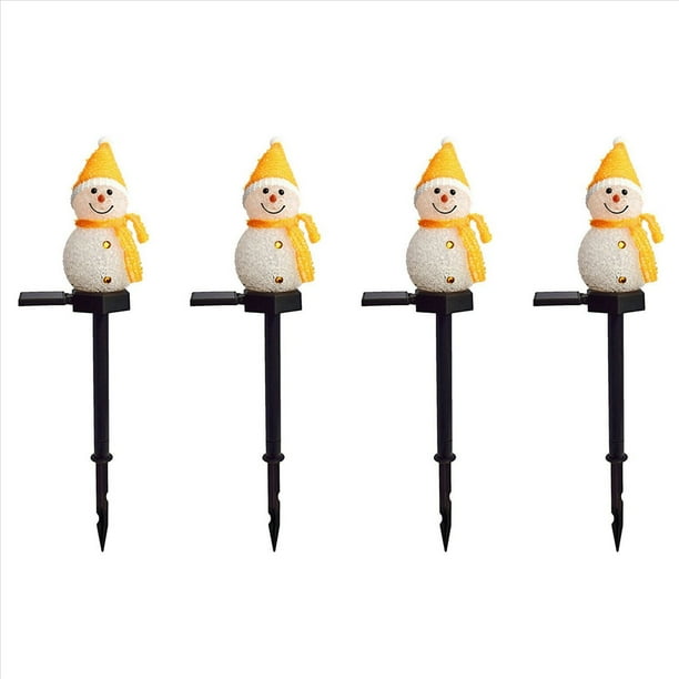 4X Muñeco de Nieve Luces Solares Navidad con Energía Solar LED Muñeco de Nieve Decoración de Luz Lámparas de Estaca de Jardín Al Aire Libre Navidad Amarillo