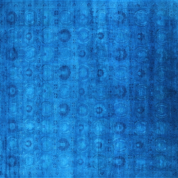 Ahgly Company Indoor Square Oriental Light Blue Industrial Area Rugs, 6' Square