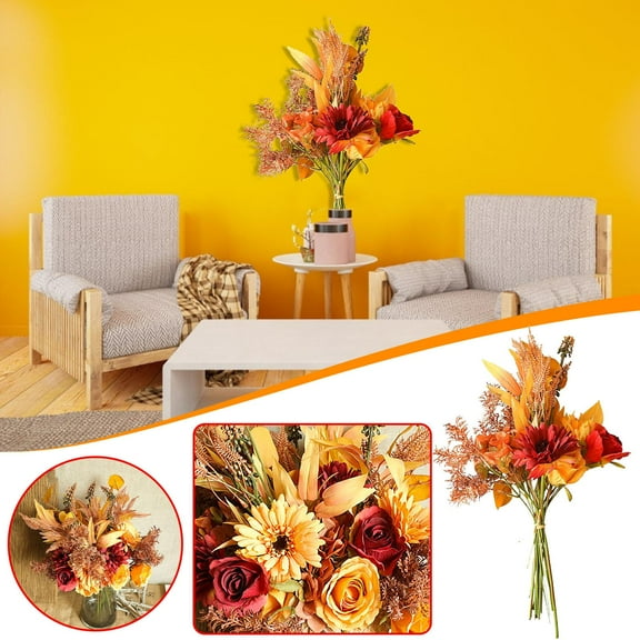 sruoe Artificial Flowers, Fake Flower, Artificial Floral Stems, Outdoor Artificial Flower, Artificial Flowers and Plant, Small Bouquet Faux Flower Arrangements for Home Furnishings Hotel Indoor