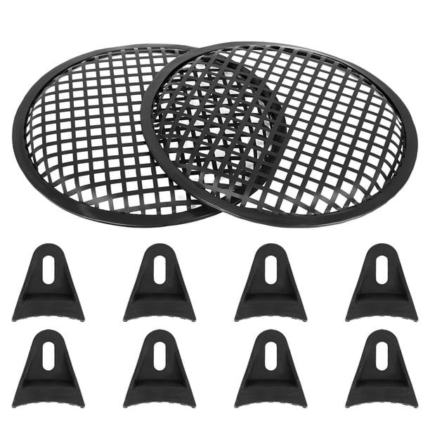 8" Coche Altavoz Subwoofer Negro Metal Gofre Rejilla Protector Cubierta 2uds