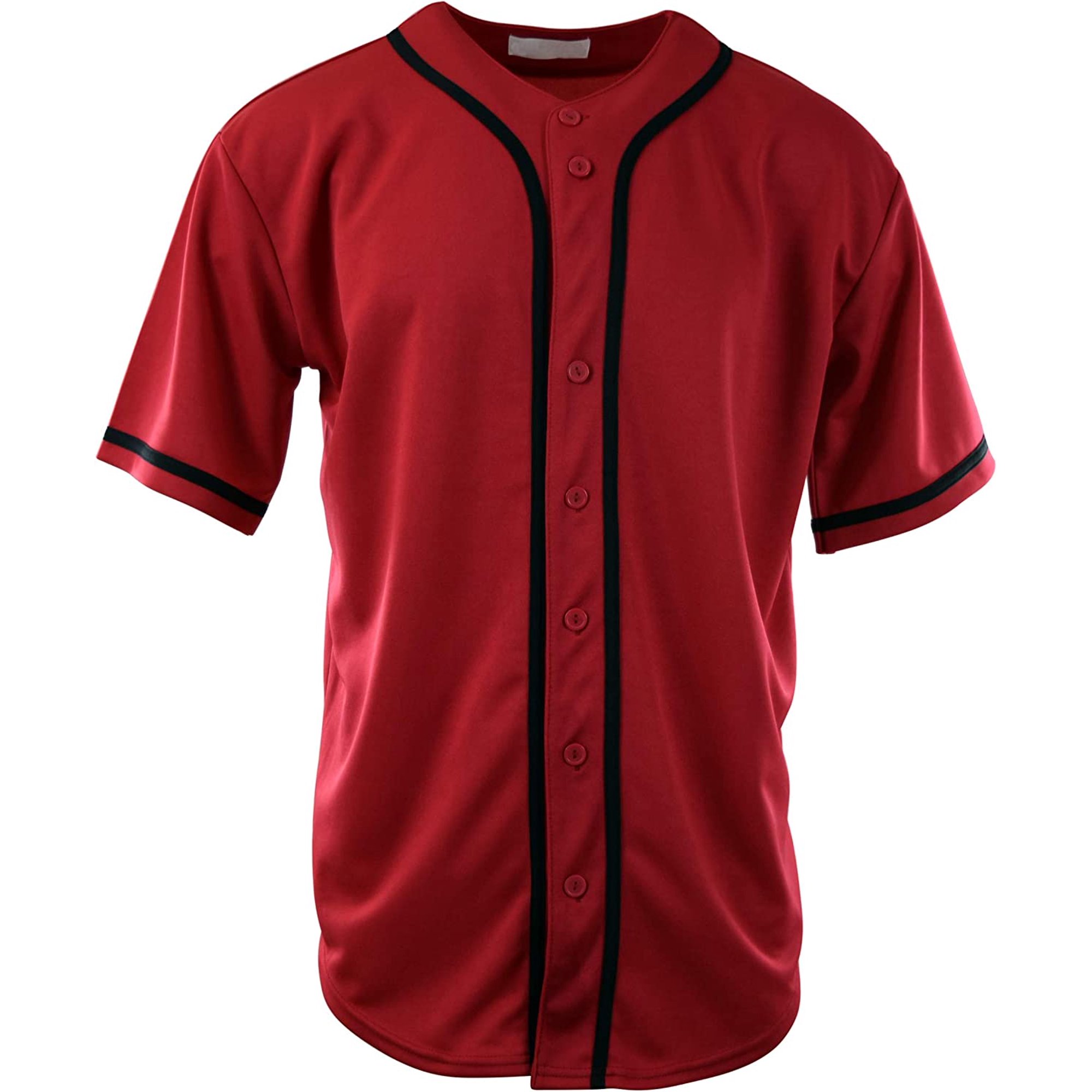 Unisex Full Button Plain Red Custom Baseball Jerseys