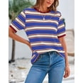 thumbnail image 6 of BTFBM Summer Tops for Women Crewneck Short Sleeve Striped T Shirts Casual Spring Clothes Color Block Basic Tee Blouses, 6 of 7