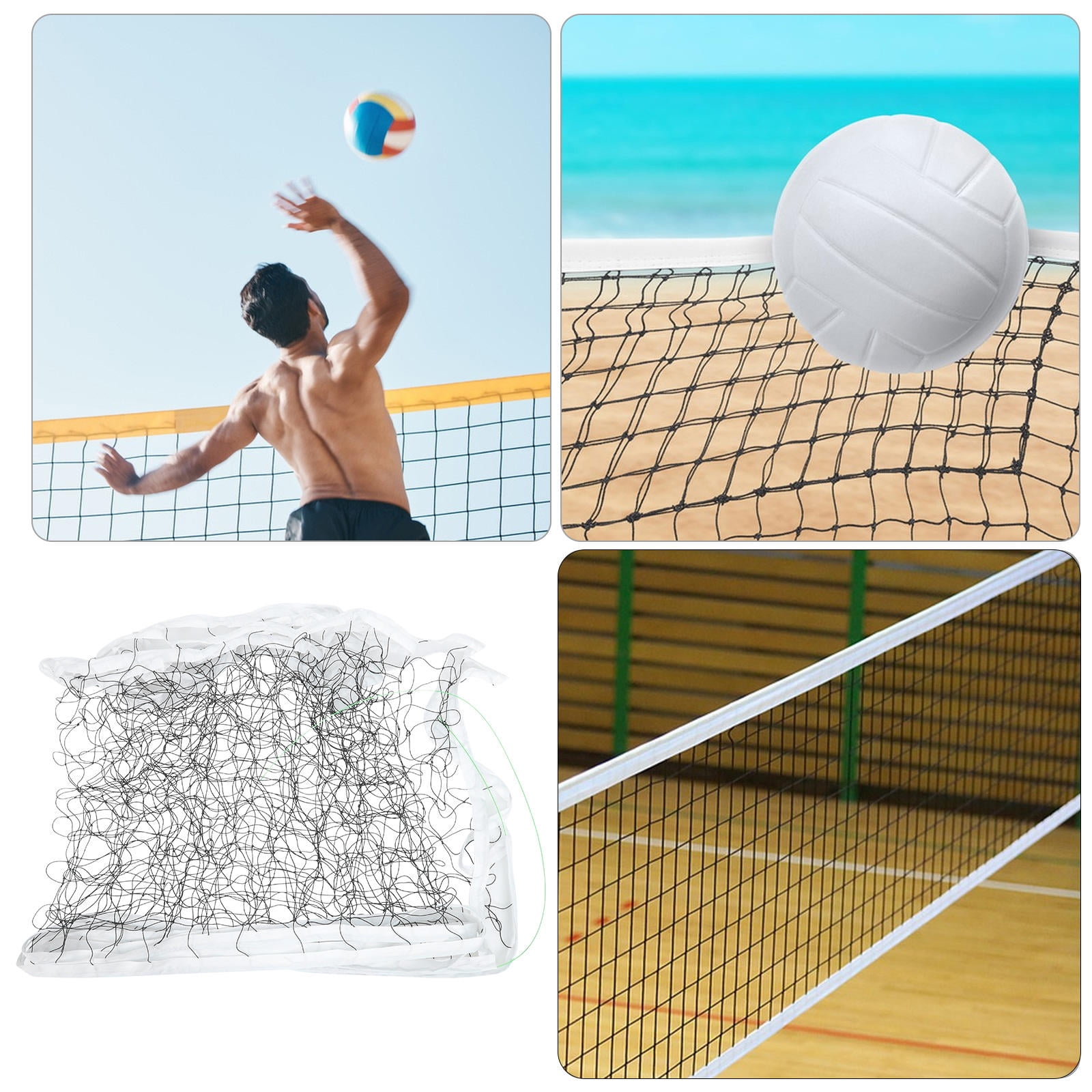 POPETPOP Standard Black Polyethylene Volleyball Net Portable for Outdoor Beach Backyard and Professional Sports Use