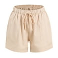 thumbnail image 6 of vigerkar Casual Shorts for Women Comfy Elastic Waist Drawstring Pocket Shorts Pants Beige, S, 6 of 9