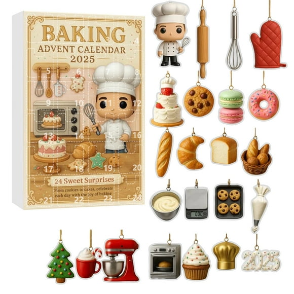Foodie Advent Calendar 2025,24-Day Christmas Countdown Calendar with 24 Tasty Surprises Food Ornaments,Christmas Decorations Ideal Gifts for Kids Teens Boys Girls Adults Friends