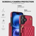 thumbnail image 6 of Compatible with iPhone 16 Plus 6.7 inch Wallet Phone Case Tempered Glass Screen Protector Wrist Crossbody Strap Stand Credit Card Holder RFID Slot Cell Cover for i Phone16 16+ i16 + Women Girls Red, 6 of 9