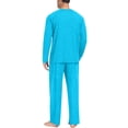 thumbnail image 4 of YNGKMEA Mens Pajama Set Elastic Waist Two Piece Sets 2026 Fall Pajamas Sleepwear Cozy Long Sleeve Daily Pjs with Pockets Blue M, 4 of 6