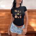 thumbnail image 3 of Playera Blusa De Capybara y Amigos Ropa Para Mujer Capibara Color Negro Talla Grande Marca Emil SaEs, 3 of 4
