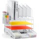 thumbnail image 1 of Organizador de escritorio Marbrasse de malla de 4 niveles con 5 soportes para archivos, color blanco, 1 of 7