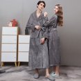 thumbnail image 2 of Bata de baño de franela suelta de gran tamaño con tecnología de costura para parejas, bata de baño de vellón coral para hombres y mujeres, bata de baño para otoño e invierno, 2 of 5