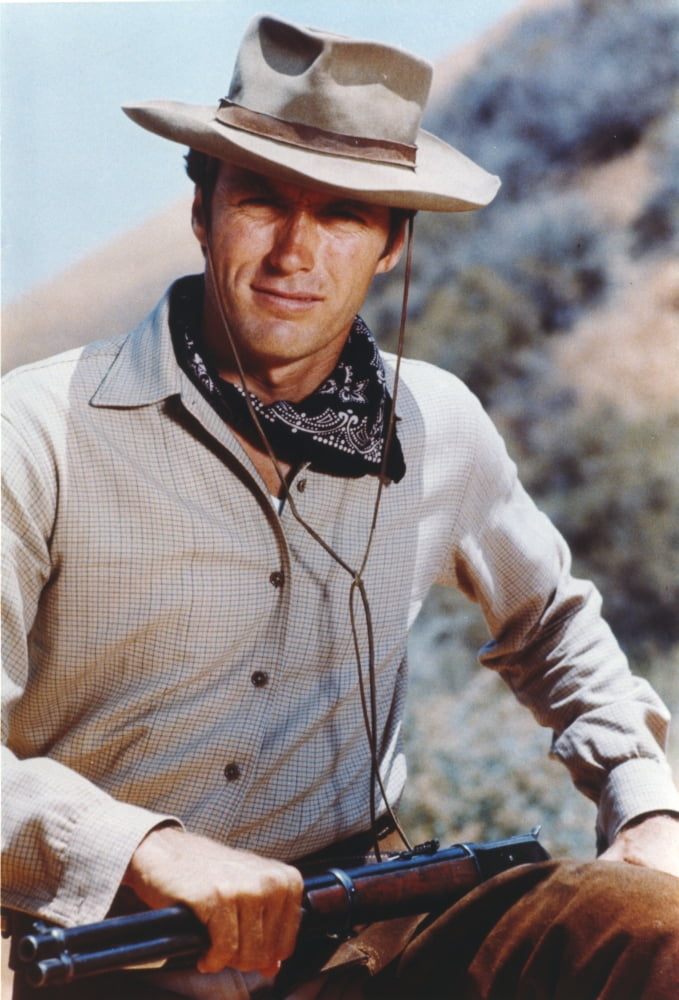 Clint Eastwood Posed in Cowboy Outfit with Shotgun Photo ...