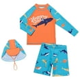 thumbnail image 1 of Akiihool Matching Swimsuits for Kids Boys Rash Guard Swimsuits Set for Boys 2 Piece Long Sleeve Swim Shirts Quick Dry Bathing Suits with Trunks (Orange,3-4 Years), 1 of 4