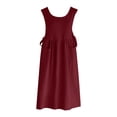 thumbnail image 6 of ClodeEU Women's Sleeveless Round Neck Linen Blend Maxi Dress with Pockets, Casual Loose A-Line Long Dress Red,Women's Plus S, 6 of 7