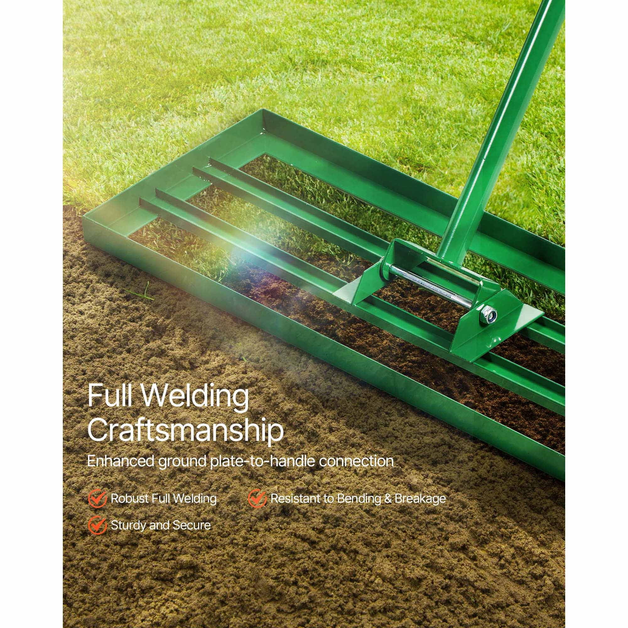 Lawn Leveling Rake 30"x10", Heavy  Yard Leveler with 78" Steel Extended Handle, Garden Golf Farm Tool