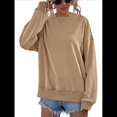 thumbnail image 2 of Sudadera de Larga para Mujer, Holgada, para Hacer Ejercicio, para Salir, Informal, con Capucha Caqui L, 2 of 10