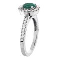 thumbnail image 3 of 14K White Gold Natural Malachite Ring Round 6mm Floating Halo Diamond, size 8.5, 3 of 4