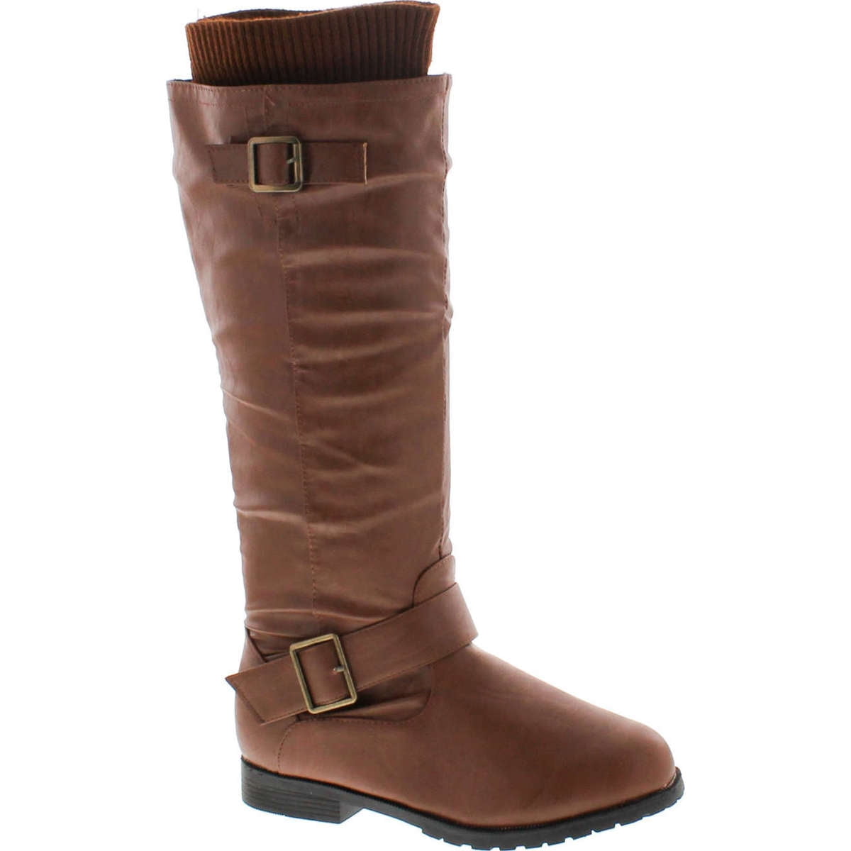 West Blvd Womens Osaka Riding Motorcycle Sweater Boots,Brown Pu,10