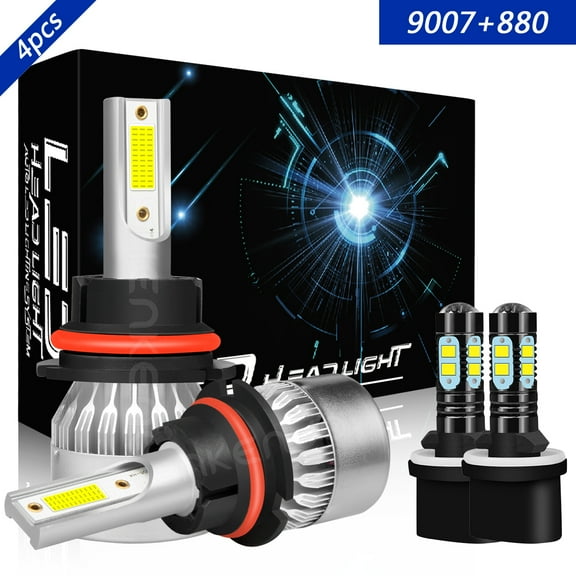 9007 High&Low Beam 880 Fog Light for Chevrolet Cavalier 2000-2005 LED Headlight 6000K White 4x