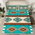 thumbnail image 2 of jejeloiu Ancient Bohemian Aztec Full Size Sheets,Rustic Western Tribal Bed Sheets,Cyan Brown Sheet Sets For Adults,Microfiber Bedroom Decor,4 Pieces, 2 of 7