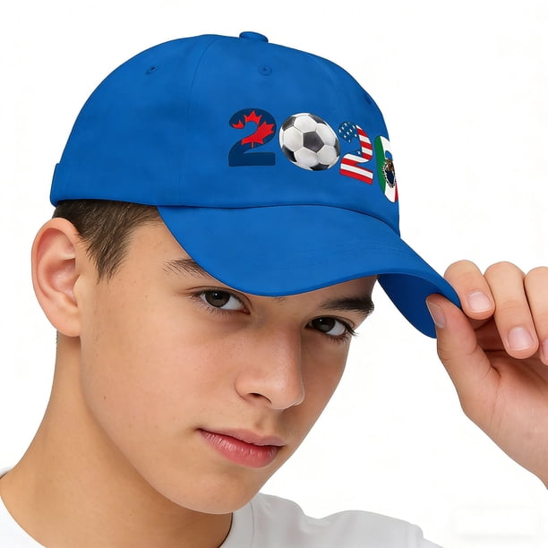 CaiYueKe 2026 Soccer Football Cap Adjustable Washed Cotton Low Profile Unstructured Baseball Hat for Men Women Supporters Fans Outdoor Sun Protection Casual Wear Game Day Tailgate Party