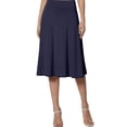 thumbnail image 2 of vigerkar Womens Basic Solid Midi Skirts Casual Knee Length A-Line Skirt Lightweight Flare Pull On Closure Skirt Plus Size Navy, S, 2 of 5