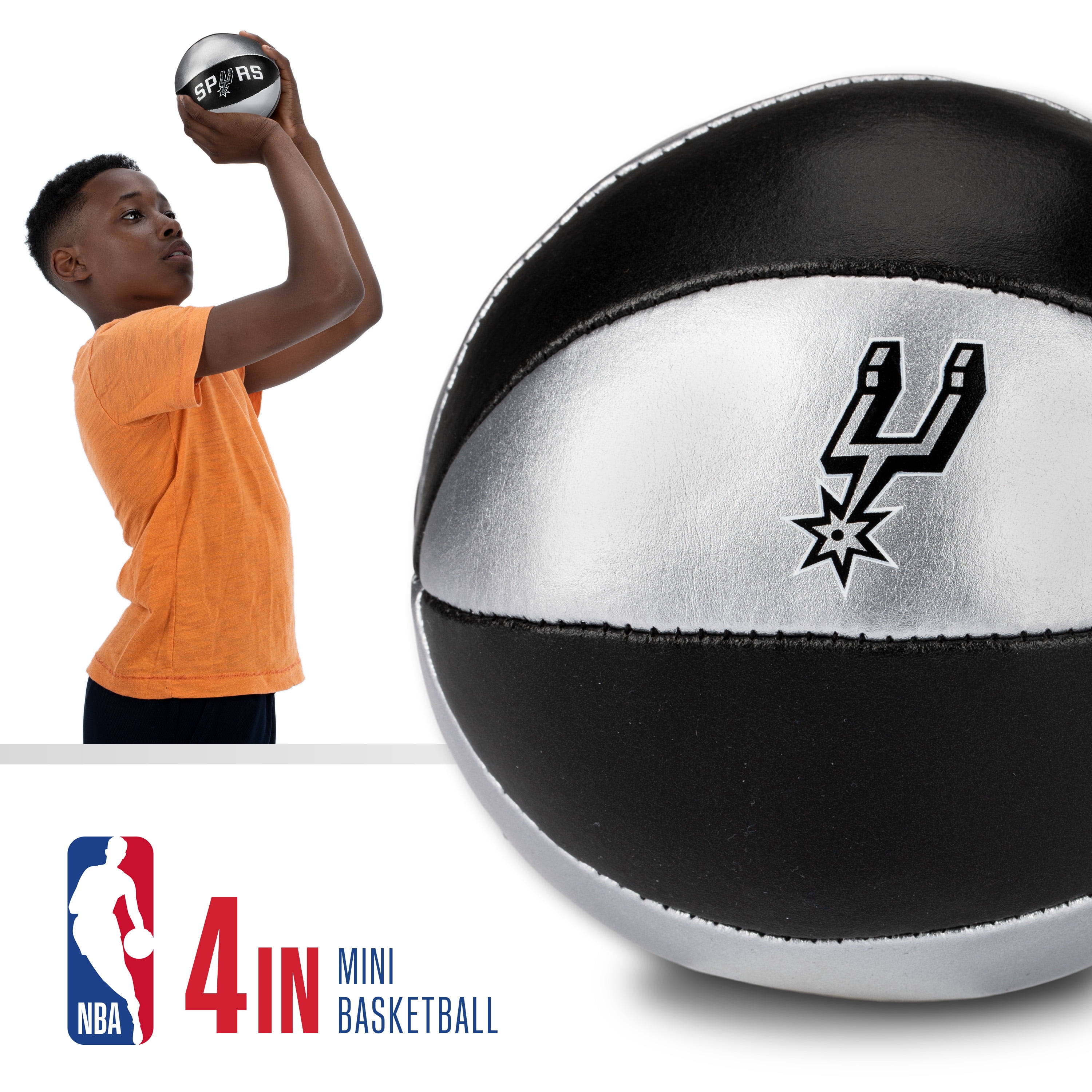 Franklin Sports NBA San Antonio Spurs Toy Basketballs - 2 Pack of Kids Soft Mini Basketballs for Over the Door + Indoor Hoops - NBA Fan Shop Kids Soft Toy Basketballs - (2) Mini Balls Included