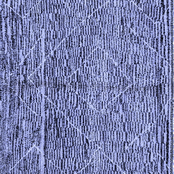 Ahgly Company Machine Washable Indoor Square Solid Blue Modern Area Rugs, 3' Square