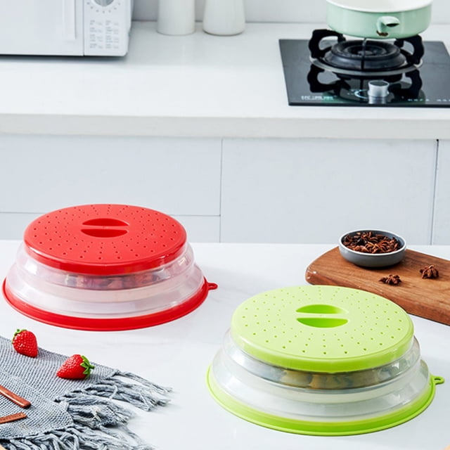 Microwave Cover Foldable Microwave Lid with Hook Design Multi-purpose Microwave Sleeve Collapsible Food Plate Cover BPA-Free & Non-Toxic for Fruit Vegetables Kitchen Cooking