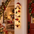thumbnail image 2 of Glowing Christmas Snowman Door Hanger, Lighted Christmas Door Hanging Decor with Warm Lights, Snowflakes,Bells,Vertical Holiday Decoration for Front Door, Porch & Entryway(Snowman-A), 2 of 5