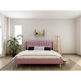 thumbnail image 3 of Tslinn Low Profile Upholstered Platform Bed,King Beds With Pink(Velvet), 3 of 5
